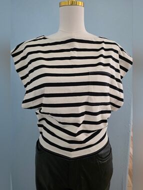 J. Crew Striped Black and White Short Sleeve Women's Top